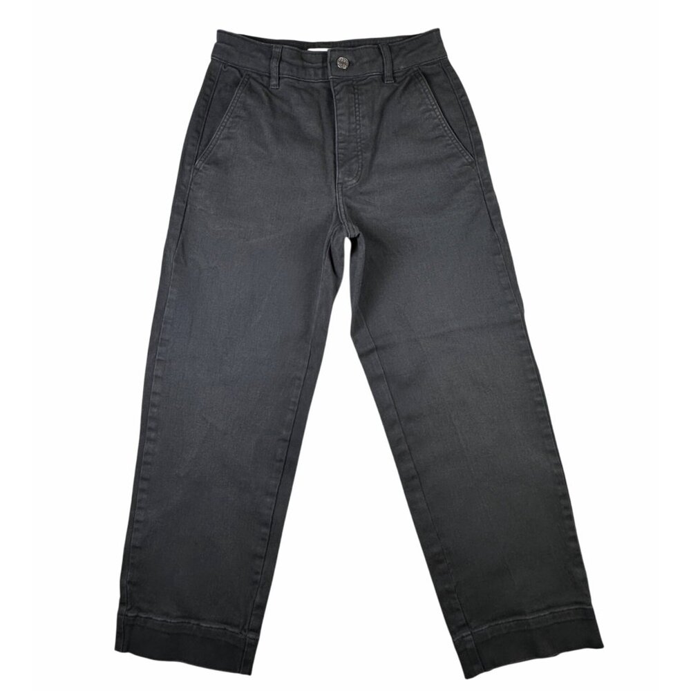 Everlane Womens The Arc Pant Cotton Twill Dark Gray 2R High Rise Straight Leg